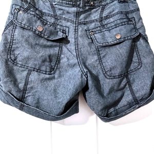 Point Zero Blue Denim Style Casual Chambray Cargo Style Beach Shorts, Sz 1